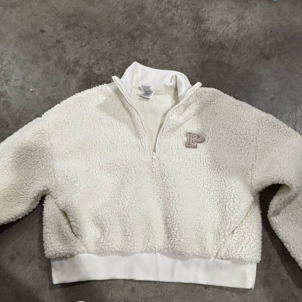 Victoria's Secret Cozy Fleece Half-Zip Pullover Small - Creamer